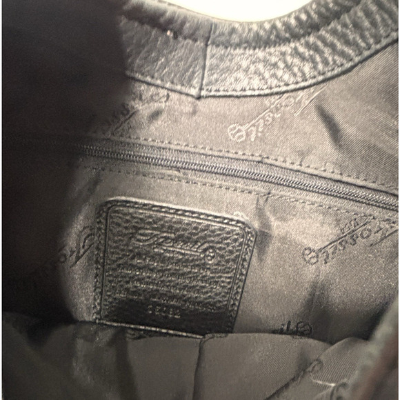 Fossil Black Pebbled Leather Shoulder Bag Purse Hobo Tote w/ Buckle & Contrast S - Picture 8 of 13